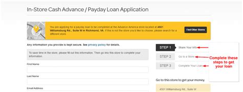 Advance America Online Loan Application